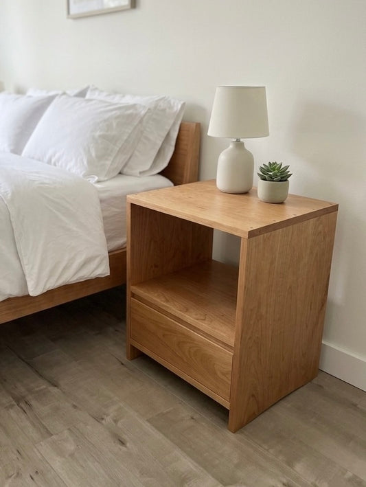 Solid Wood Nightstand with Drawer, Handcrafted, Made to Order