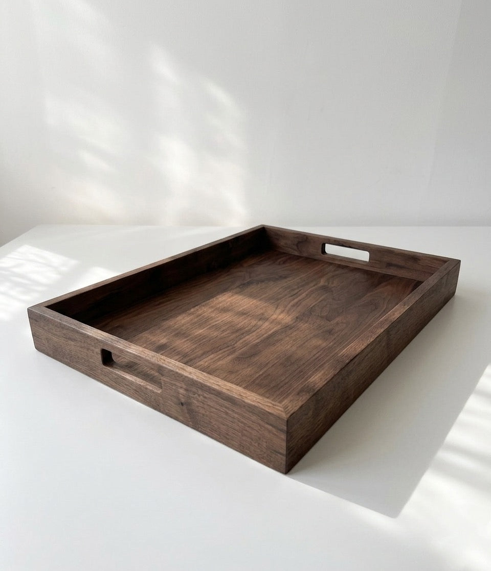 Solid Wood Serving Tray with Walnut Splines, Handcrafted, Made to Order