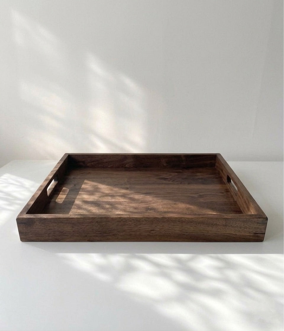Solid Wood Serving Tray with Walnut Splines, Handcrafted, Made to Order