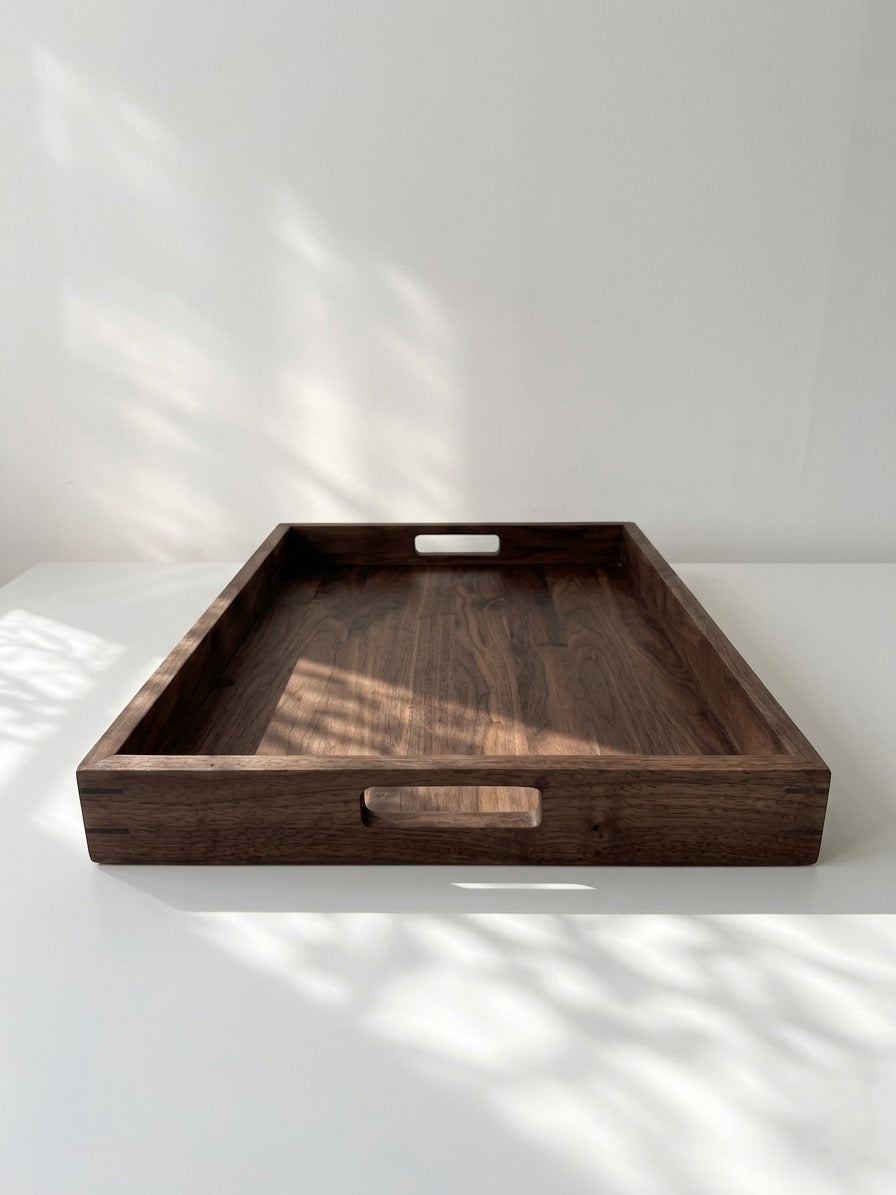 Solid Wood Serving Tray with Walnut Splines, Handcrafted, Made to Order