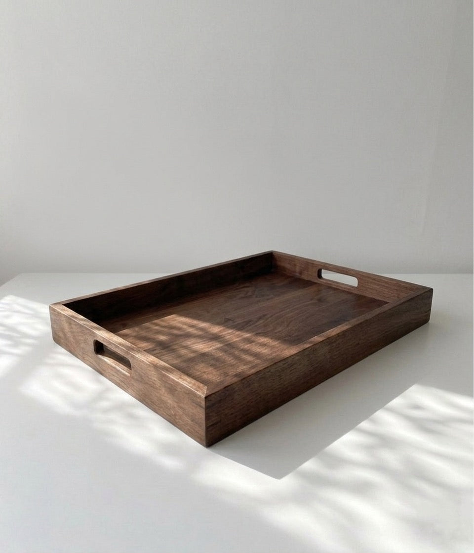 Solid Wood Serving Tray with Walnut Splines, Handcrafted, Made to Order