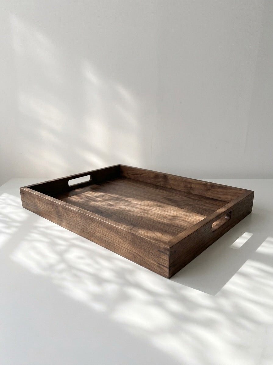 Solid Wood Serving Tray with Walnut Splines, Handcrafted, Made to Order