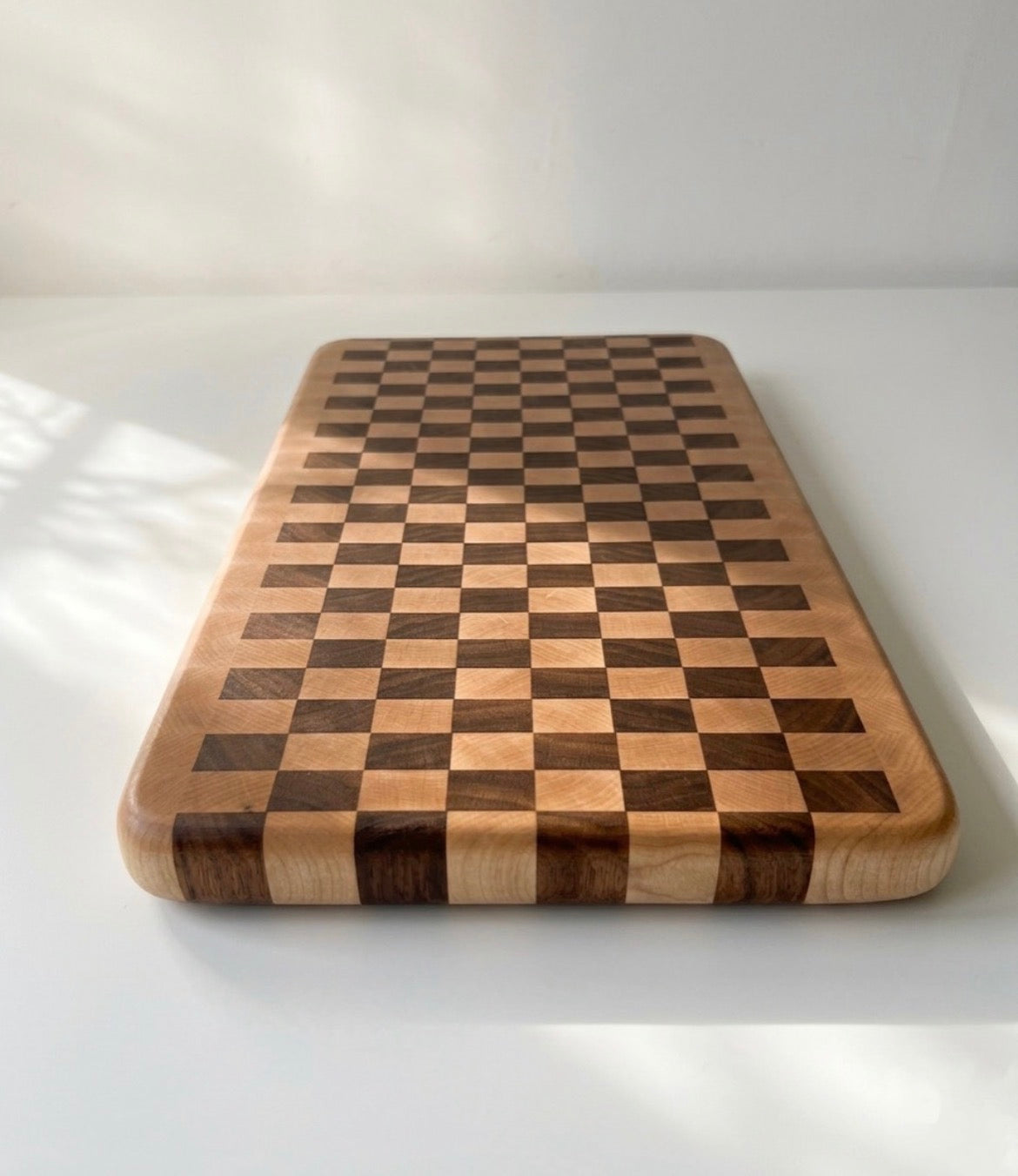 Checkered End Grain Cutting Board, Handcrafted, Walnut and Maple, Made to Order