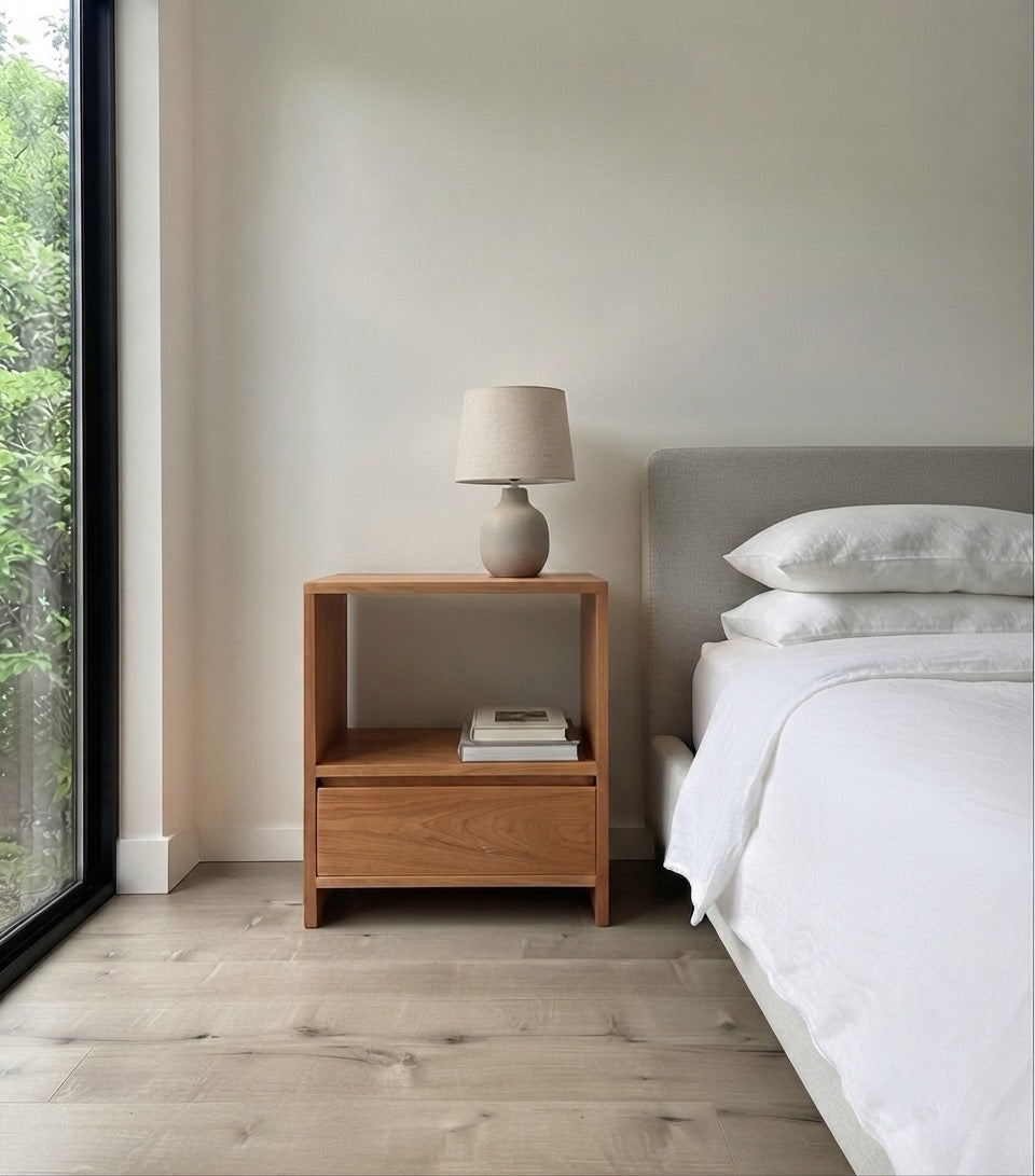 Solid Wood Nightstand with Drawer, Handcrafted, Made to Order