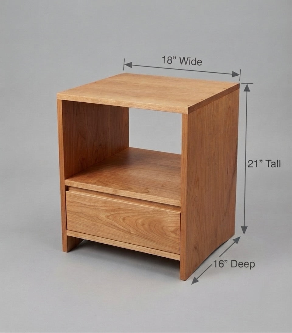 Solid Wood Nightstand with Drawer, Handcrafted, Made to Order