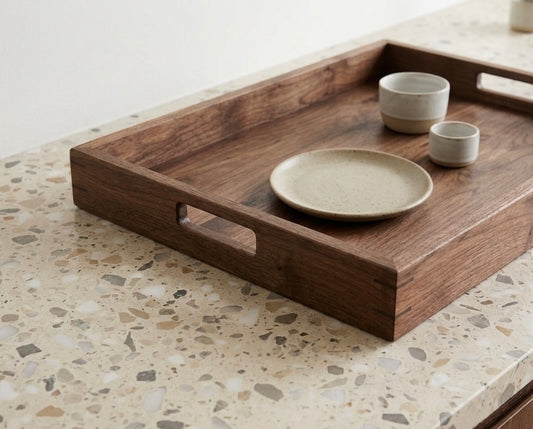 Solid Wood Serving Tray with Walnut Splines, Handcrafted, Made to Order